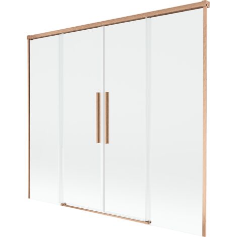 Mexen Rox paravento vasca da bagno 2 ante scorrevoli 170 x 150 cm, trasparente, rame spazzolato - 8C9-170-002-65-00