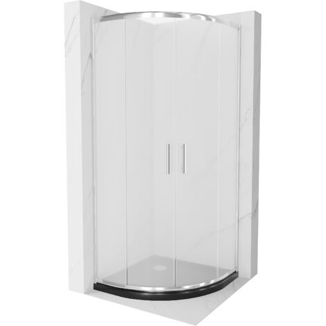 Mexen Rio cabina doccia semicircolare 80 x 80 cm, brina, cromo + piatto doccia Flat, nero - 863-080-080-01-30-4170 (1/5)