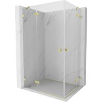 Mexen Lunar Duo cabina doccia a battente sinistra 120 x 115 cm, trasparente, oro spazzolato - 834-120L-115P-55-00