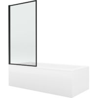 Mexen Cubik vasca da bagno rettangolare 160 x 70 cm con pannelli e paravento a 1 anta 70 cm, motivo nero - 550316070X9307017070