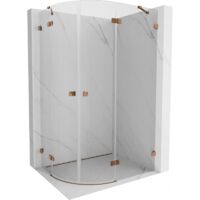 Mexen Lunar cabina doccia semicircolare battente destra 90 x 70 cm, trasparente, oro rosa - 833-090P-070L-60-00
