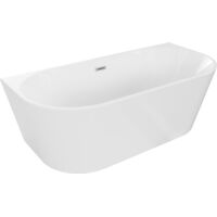 Mexen Oval vasca da bagno freestanding addossata 180 x 80 cm, bianca, troppo pieno nichel spazzolato - 52671808000-97