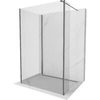 Mexen Kioto parete doccia Walk-in 100 x 95 x 30 cm, trasparente, grigio canna di fucile spazzolato - 800-100-095-221-66-00-030