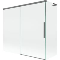 Mexen Rox L paratia per vasca da bagno 2 ante scorrevoli 170 + 75 x 150 cm, trasparente, metallo canna di fucile - 8C9L-170-075