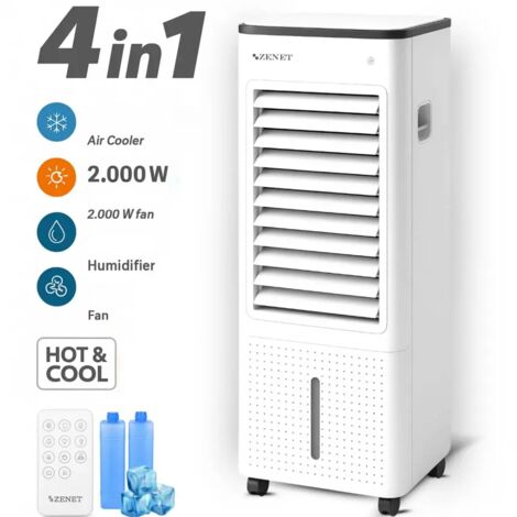 ZENET ZET-480 Mobile Klimaanlage mit Heizfunktion – Tragbares Klimagerät 4-in-1, Luftkühler 7L