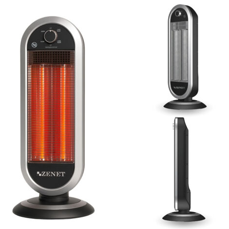 Zenet ZET-515 Infrarot Heizstrahler Carbon 500/1000W – Elektrischer Standheizer mit 2 Heizstufen, 180° Drehfunktion, leise & energiesparend