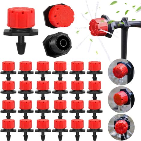 400PCS Goutteur Irrigation Réglable, 1/4'' Système D'arrosage Automatique Goutte à Goutte Micro Gicleurs Drippers pour Plante Serre DIY Jardin (Rouge) (1/5)