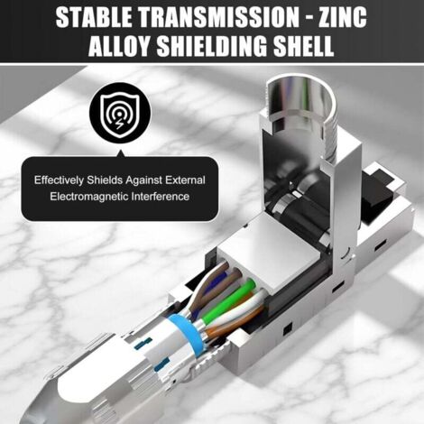 Lot De 4 Fiches RJ45 CAT 7 Sans Outil - Pour Câbles LAN Rigides, Blindées STP, 10 Gbit/s, AWG 22-24 - Connecteurs Réseau Professionnels