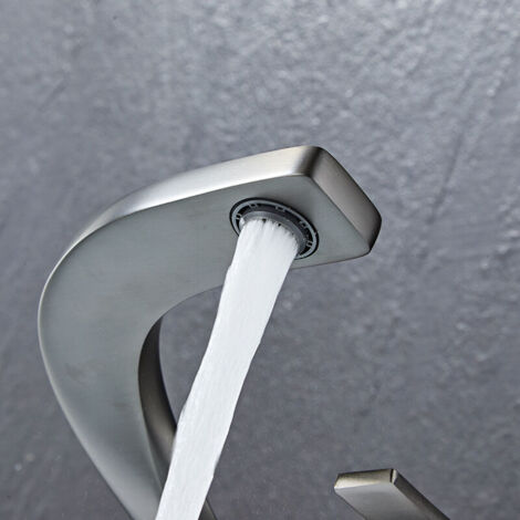 Mitigeur Lavabo Salle De Bain Noir Mat - Bec Bas Anti-Calcaire - Design