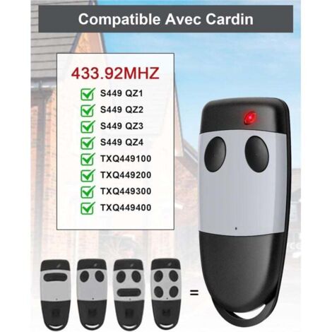 2 Parties Telecommande Portail 433.92 MHz pour Cardin S449 QZ1, S449 QZ2, Télécommande de