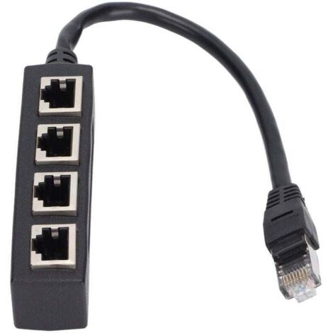 Adaptateur répartiteur RJ45 1 à 4 ports Transmission fluide Excellente connexion Adaptateur de cble réseau