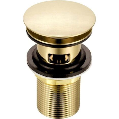 Bouchon d'évier à fente en or brossé Bonde de lavabo escamotable en laiton en forme de champignon pour lavabos de salle de bain à débordement - Raccordement BSP standard