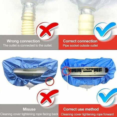Couvercle Nettoyage Climatiseur PVC Étanche Avec Corde Et Tuyau - Bleu Pour 2P