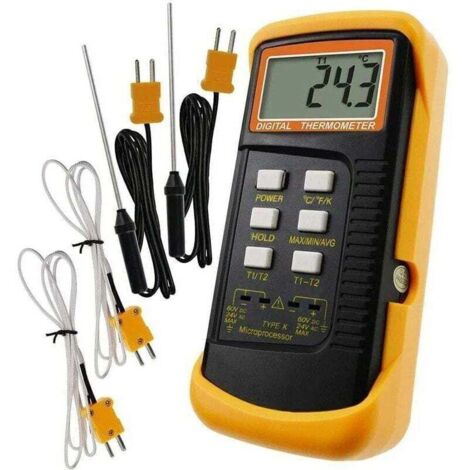 Thermomètre de type K avec capteur thermocouple 1300°C (filaire et acier inoxydable) (°C,°F et K avec 4 thermocouples) (1/4)