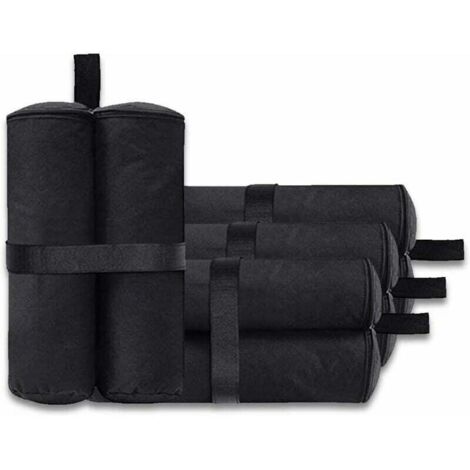 Lot de 4 sacs de lestage pour tonnelle - Pour auvent, tente - Sacs de lestage pour le sable - Pour extérieur instantané - Pieds lestés - Noir (style fermeture éclair, noir)
