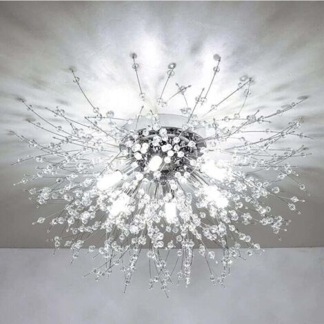 Plafonnier moderne en cristal pour salon, cristal chromé K9, 6 ampoules G9, suspension