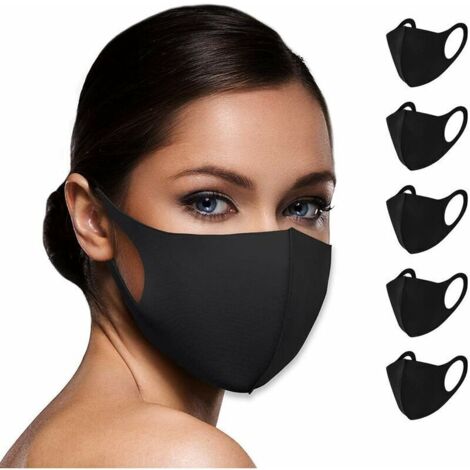 Masque Tissu lavable Single Layer 100% Masque Unisexe Masques Tissus Reutilisables pour Adultes, Enfants, Hommes et Femmes [Noir - Lot de 10] (1/4)