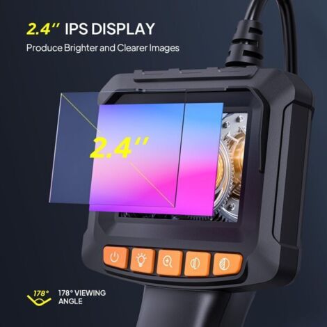 Mophorn Caméra Endoscopique Avec Lumière, Endoscope à Double Objectif Avec Câble Semi-rigide De 49,2 Pieds, Caméra D'inspection 1080P à écran De 4,3 Pouces. Avec 8 + 1 Lumières LED, Zoom 4X