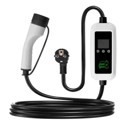 Chargeur Portable EV Type 2 Européen pour Voiture Électrique (7kW) Écran LED 1.8 Pouces, KINZON Courant Réglable 8A-16A, Protection IP66/IP55, Câble 5m, Prise Européenne, Puissance 3.5kW, Matériau PC