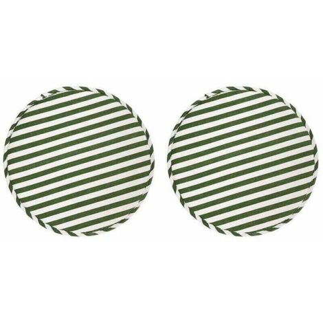 Tabouret Rond Coussins de Chaise pour Cuisine Salle à Manger Coussins de Siège avec Attaches Lot de 2 Coussins Antidérapants pour Tabouret Haut Chaises Bistro Bar Siège 13 Pouces, Rayure Verte--