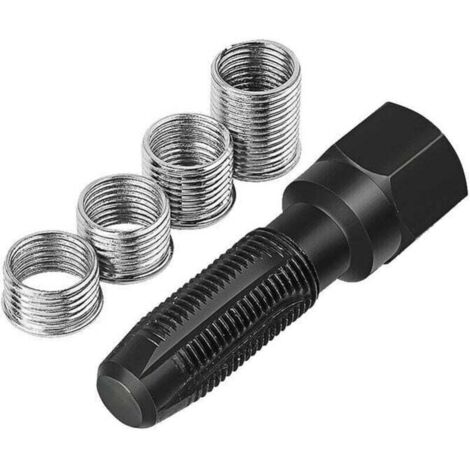 Kit de Reparation Filetage de Bougies d'allumage,5pcs Jeu de Réparation de Filetage M14 x 1,25 pour Réparer Le Filetage de 14 mm Bougie d'Allumage avec 4 Inserts