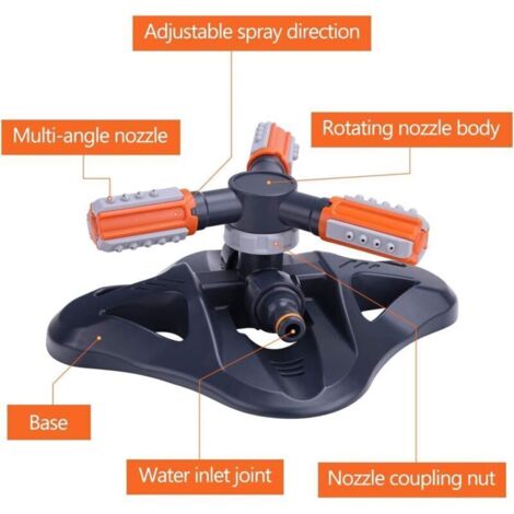 Arrosage Pelouse Arroseur De Jardin Rotatif 360° - Arrosage Automatique Pelouse Et Plantes - Couverture 4.9m Rayon - Économie D'Eau Arroseur Rotatif