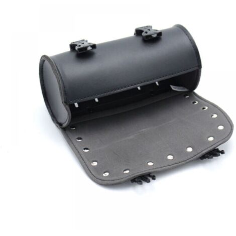Sacoches Cavalières Moto Ronde En Cuir PU Étanche - Sacoche Fourche Universelle Noire