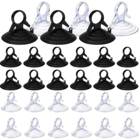 60 Pièces Ventouse pare Soleil, 45mm Ventouse Sans Crochets Ventouse, PVC Ventouses Mini Ventouse Transparente et Noire Ventouse, Ventouse pour Vitre