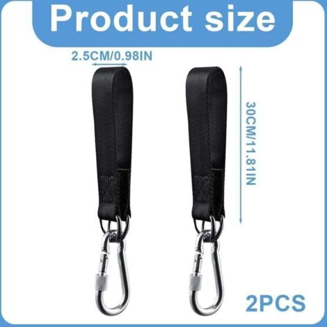 Kit de Suspension Noir pour Balançoire 2 Pièces, Sangles pour Balançoire de Jardin, Hamac ou Siège Suspendu, avec 2 Mousquetons de Charge Lourde et Anneaux D