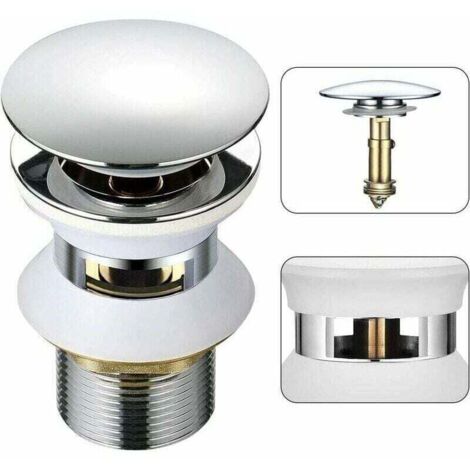 Universel Bonde Lavabo avec Trop-plein Pop-Up Automatique Push Open Click Clack pour Salle de Bain 1-1/4 en Laiton Chromé (1/4)