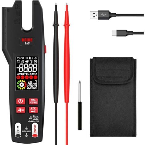 BSIDE Pince Ampèremétrique AC/DC 600A Multimètre Automatique TRMS avec Thermomètre IR et VFD 9999 Comptes Mesure Tension et Courant En Même Temps Testeur Électrique Ouverte avec Batterie Rechargeable (1/4)