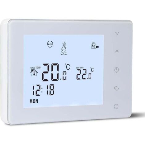 Thermostat Chaudiere Gaz 2 Fils à Piles,Thermostat Mural, Thermostats Programmable Filaire,Thermostats d'ambiance,Alimentation par Piles 2 AA,Aucune Fonction WiFi,Pile Non Incluse