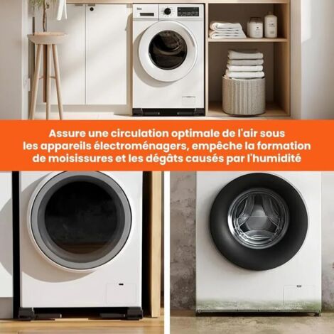 Support Réglable Pour Machine à Laver, Réfrigérateur Et Congélateur - Construction Robuste Roulettes Multidirectionnelles Aaane74269