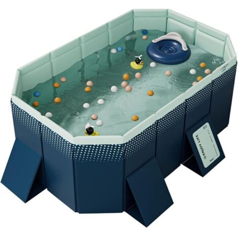 Pataugeoire pour Enfants - Piscine Familiale Pliable Non Gonflable de Jardin pour Adultes - Bleue (185 × 138 × 53 cm)