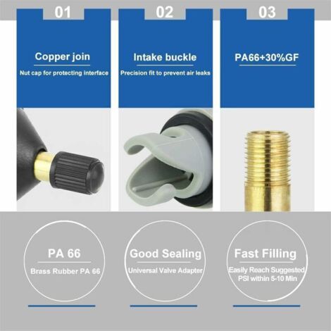 Adaptateur De Pompe Pour SUP Et Kayak Gonflable - Kit Avec 4 Buses, Connexion En Nylon Et Laiton - Gonflage Rapide Et Sécurisé