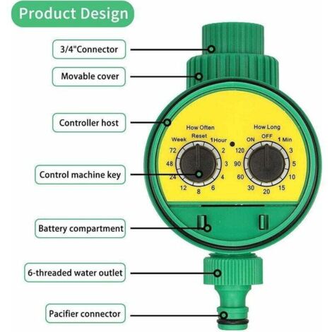 Programmateur D'Arrosage, Arrosage Automatique pour Jardin, Contrôleur D'arrosage à Affichage LED étanche pour Plantes, Pelouse, Jardin, Plantation de Légumes