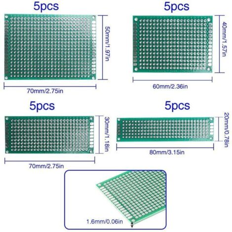 Kit PCB Prototype 15 Pièces - Plaques Double Face 5x7/7x9/8x12 Cm + Borniers à Vis
