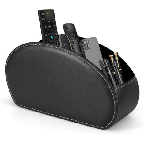 Porte-télécommande en cuir synthétique avec 5 compartiments pour récepteur TV, DVD, bureau, stylo, cuisine, salle de bain, maquillage (1/4)