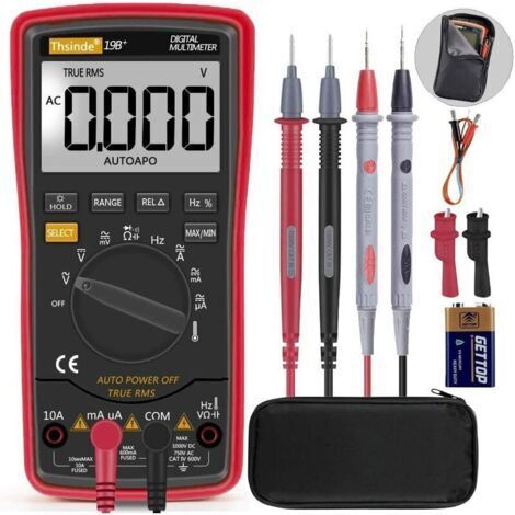 Multimètre Numérique Portable, Multimètre Digital, Testeur de Tension Testeur Electrique DC/Voltmètre /Diodes/Résistance /Continuité (1/2)