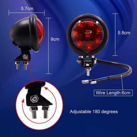 Feu Arrière LED Moto Rouge Universel – Feu Stop + Veilleuse 12V, Ultra Lumineux Pour Garde-Boue Ou Roue Arrière