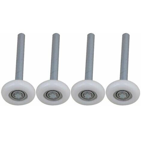 Lot de 4 roulettes de porte de garage en nylon à roulement à billes scellé avec tige de 115 mm