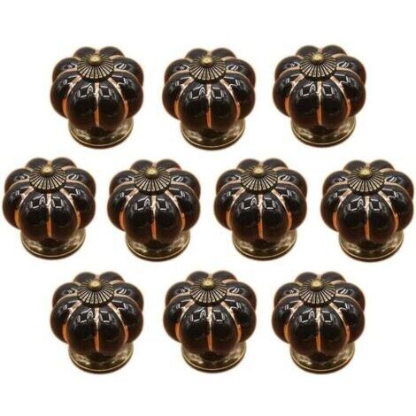 10 Pcs Boutons de tiroir en céramique bouton de meuble pour tiroirs et placards de cuisine (Noir) (1/5)