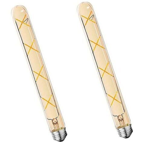 2Paquets E27 T30 Ampoule à Filament LED 8W Verre Ambré Blanc Chaud Tubede Lumière(Équivalent à une Lampe Halogène 70W)700LM Lampes à Économie D'énergie Vintage E27,300mm (1/5)