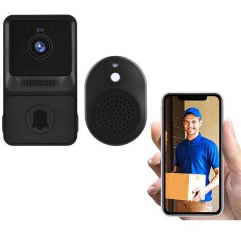 Sonnette vidéo sans fil avec caméra de sécurité visuelle intelligente haute résolution 1080P avec vision nocturne IR Surveillance audio bidirectionnelle en temps réel (1/5)