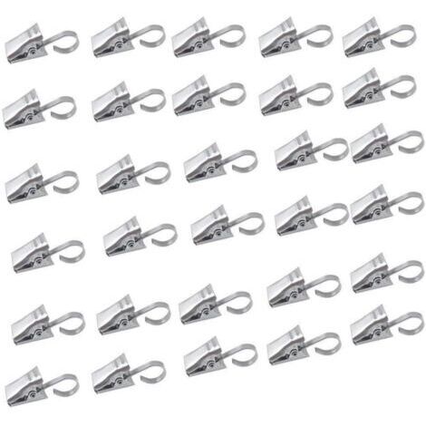 Lot de crochets en acier inoxydable avec clip pour rideau de douche, décoration de la maison, argent. 50 (1/5)