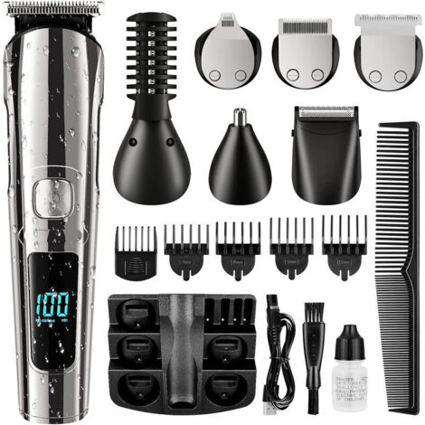 Tondeuse À Barbe, Tondeuse À Cheveux Sans Fil Pour Homme, Étanche Pour Le Corps, La Moustache, Le Nez, L'Oreille, Le Visage, Le Rasoir Électrique, Kit De Toilettage Tout En 1, Rechargeable Par Usb Et (1/4)