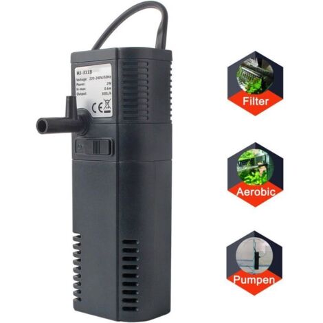 Filtre d'aquarium filtre interne pompe de filtre interne avec tige de pulvérisation pour aquarium 300L (300L / H 2W)-- (1/4)