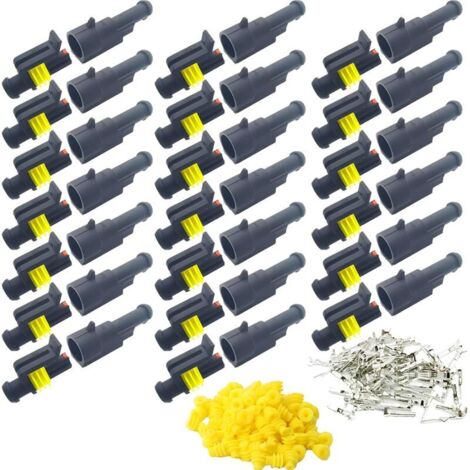 Imperméable à l'eau Connecteur, Électrique Prise Mâle et Femelle, AWG Connecteur étanche électrique pour Moto Scooter Auto Truck Marine Fil Harnais Sockets (1 Pin × 20 Ensembles)