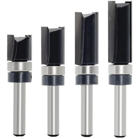 Lot de 4 Fraises à Copier Bois à Tige de 6 mm, Dotées de Roulements à Billes, Outil de Coupe Professionnel pour Routeur, Pour Bois (1/4)