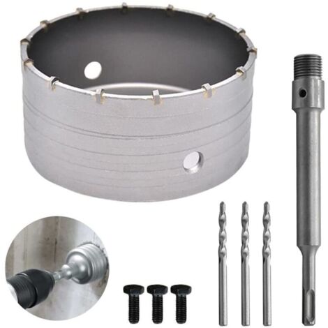 160mm Scie à Cloche Bi-Metal pour Carrelage Beton, Scies Cloches Carotteuse Trépan Beton, avec Adaptateur SDS Plus 220 mm et 3 Foret de Centrage 110 mm (160MM)